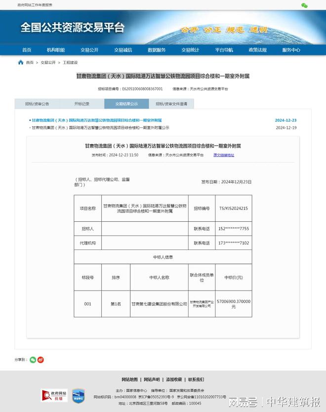 万达智慧公铁物流园项目综合楼和一期室外附属工程将开工千亿网站5700万元！甘肃物流集团（天水）国际陆港(图1)